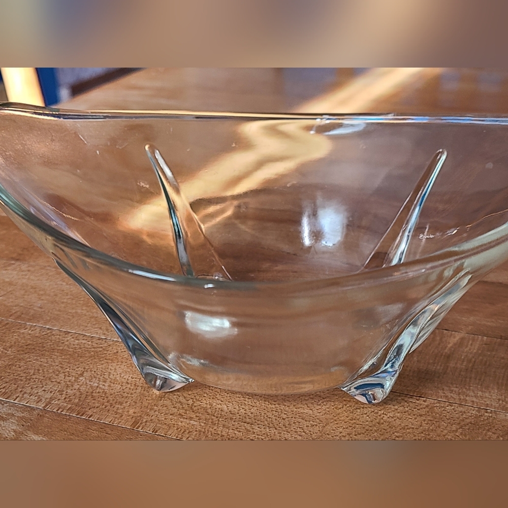 Anchor Hocking Swedish Modern Cut Bowl Oval With Teardrop Feet Nut,CandyDessert